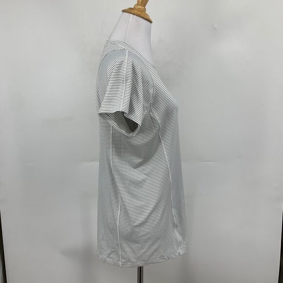 Calvin Klein T Shirt Womens Medium White Black Striped Performance Short Sleeve - Picture 4 of 14